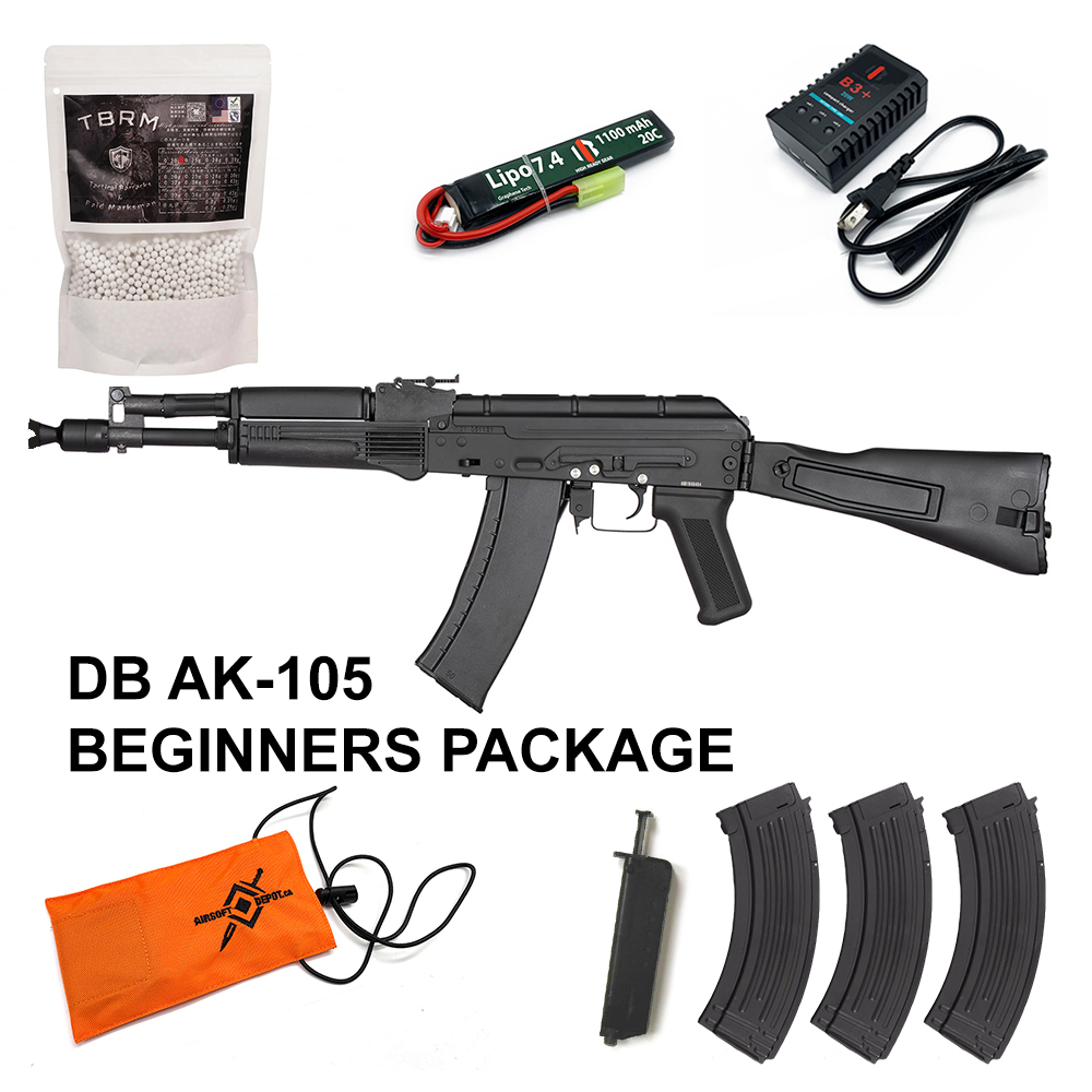 Beginners Bundle CHARLIE - Double Bell AK105 AEG - FULL STEEL METAL